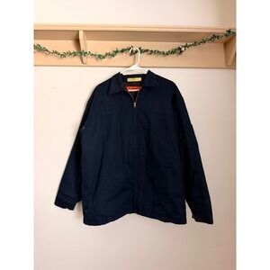 Cintas Mens Navy Blue Quilted Lined Work Jacket Large Full Zip Uniform Coat